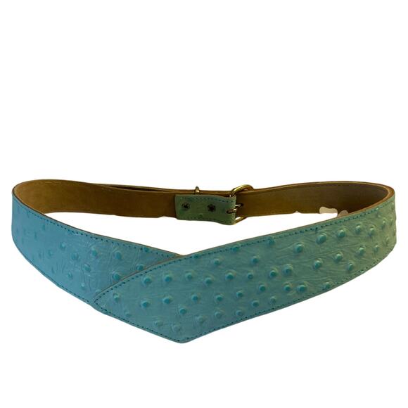 Vtg Faux Croc Aqua Belt Small, High or Low Waist Look, 80’s Style - Picture 2 of 8